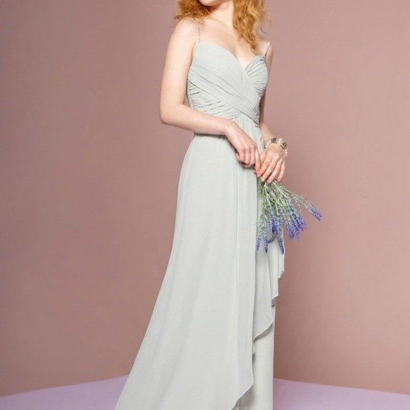 PROM PARTY EVENING FORMAL GOWN DRESS GLS2666 SAGE - Picture 1 of 6